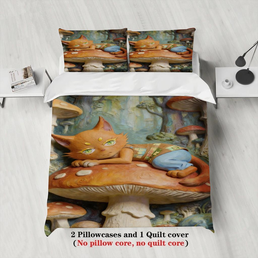 Kawaii Bedding Set Softville Cozy Town Cute Fern the Quilt Fox With Duvet Cover & Pillowcase For Children's Bedroom Decor