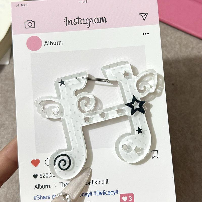 

Black White Musical Notes Carabiner Keychain Jewelry Gifts for Friends Classmates Acrylic Cat Ears Bag Backpack Hanging Pendant