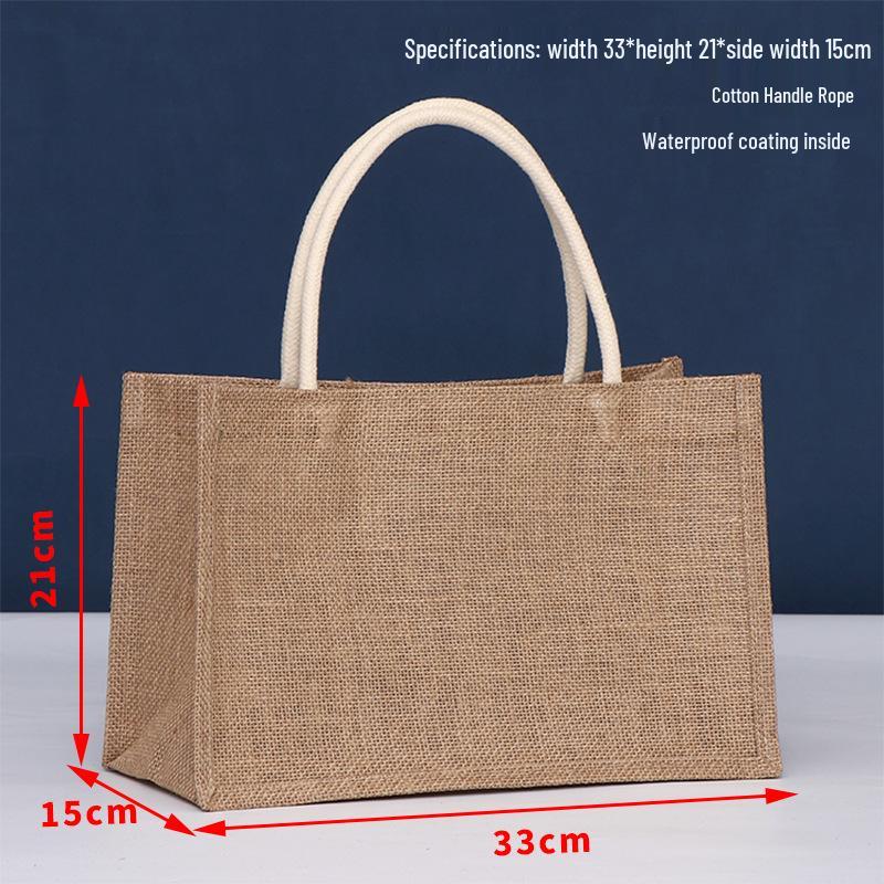 Jute Handbag - Laminated 3D Burlap Tote, Blank Linen Design, Logo Printable.