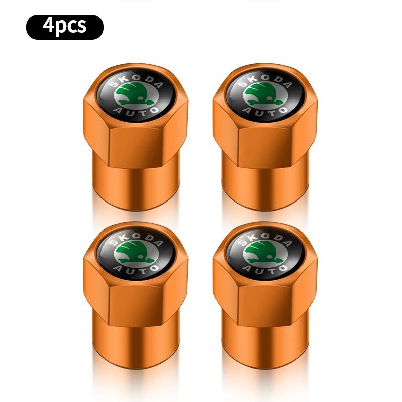 2026 Hot 4Pcs Car Goods Dustproof Cap Car Tire Valve Stem Caps Bolt-In For Skoda A7 Fabia Kamiq Karoq Kodiaq Octavia Rapid Scala