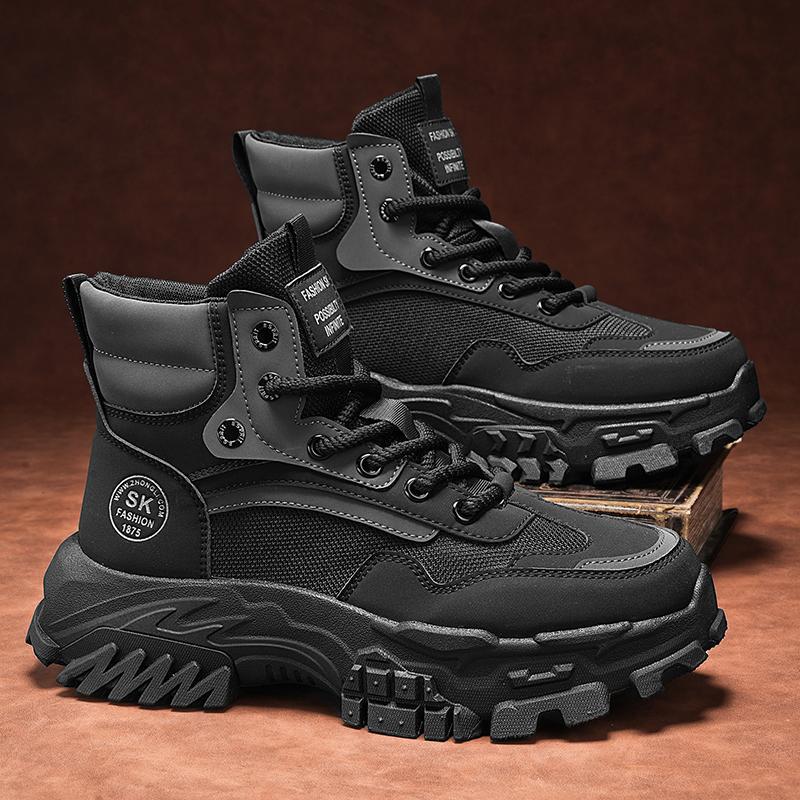 

Martin boots men s shoes autumn and winter breathable mesh high-top British style big yellow boots outdoor mountaineering platform tooling boots t 44