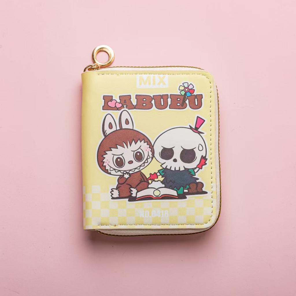 Labubu Small Wallet Girly Short Kabibara Folding Card Holder Student Small Multi-document Wallet CLE