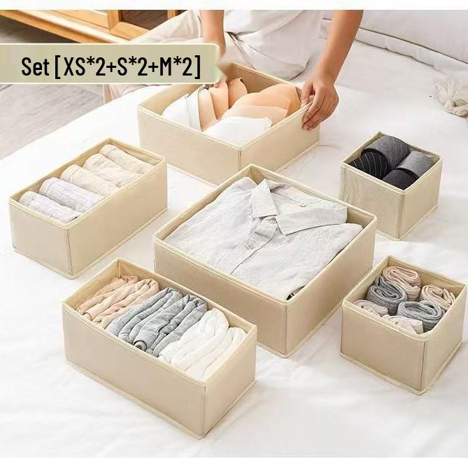 Cross-Border Non-Woven Foldable Organizer: 6-Piece Underwear Storage Set for Socks, Bras, and Underpants