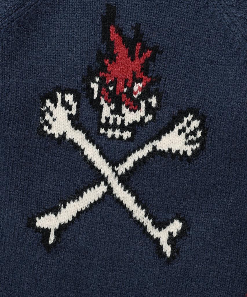 Niceghostclub Skull Cowichan Sweater_Navy(Ng2Efuk680A)