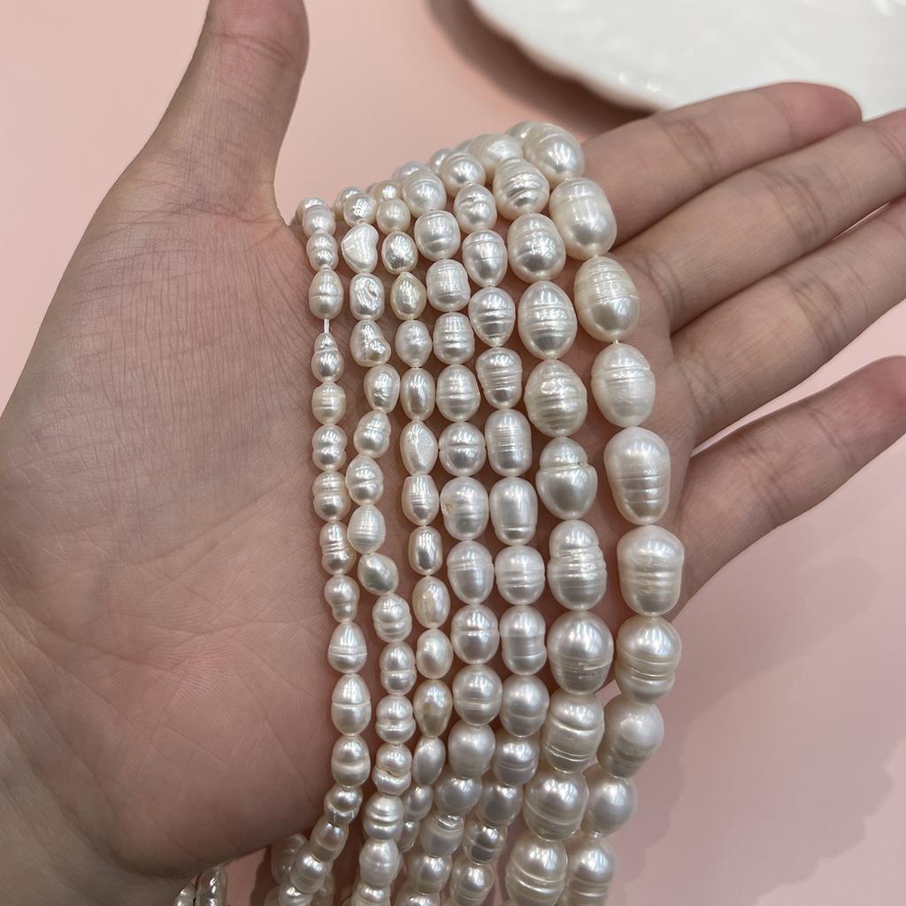 1 String A Natural White Freshwater Rice Pearls Multi Sizes, 36cm Strand, Quality Craft Beads for Custom Handmade Jewellery Projects