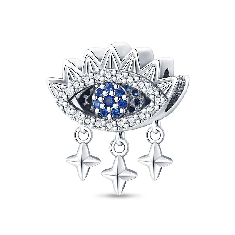 Exquisite 925 Silver Mysterious Blue Butterfly Devil's Eye Fatima's Hand Pendants Charms Beads Fit Qikaola Bracelets DIY Jewelry