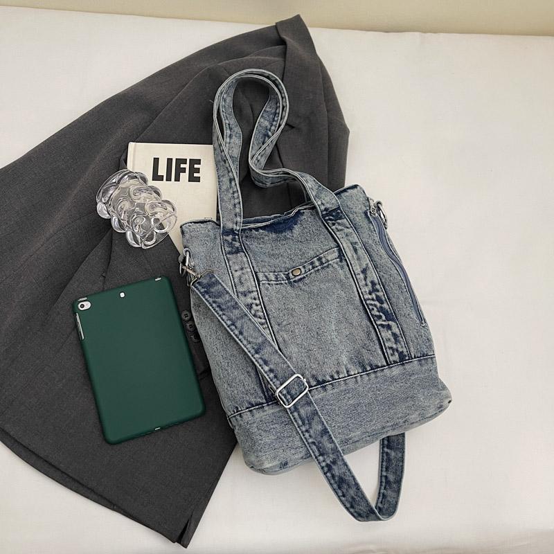 Denim Tote Bag Women Shoulder Bag Vintage Handbag