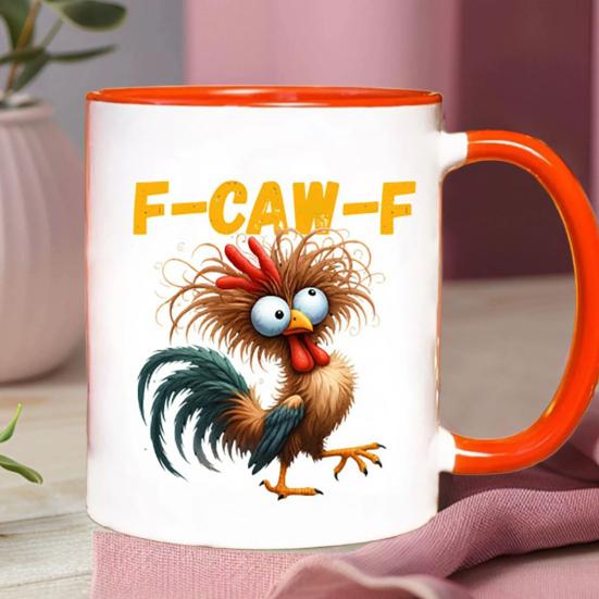 Personlig F-Caw-F Kyllingkrus 15oz Keramisk Kaffekopp Morsom Hane Gårdsdyr Humor Krus Gjenbrukbart Oppvaskmaskin Mikrobølgeovn Sikker Drikkeglass