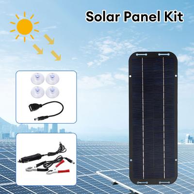 Solcellepanel 6W 5V Polysilisium Bærbar Solcelle IP65 Vanntett DIY Solcellepanelsett Høy Effektivitet med 4 Sugekopper
