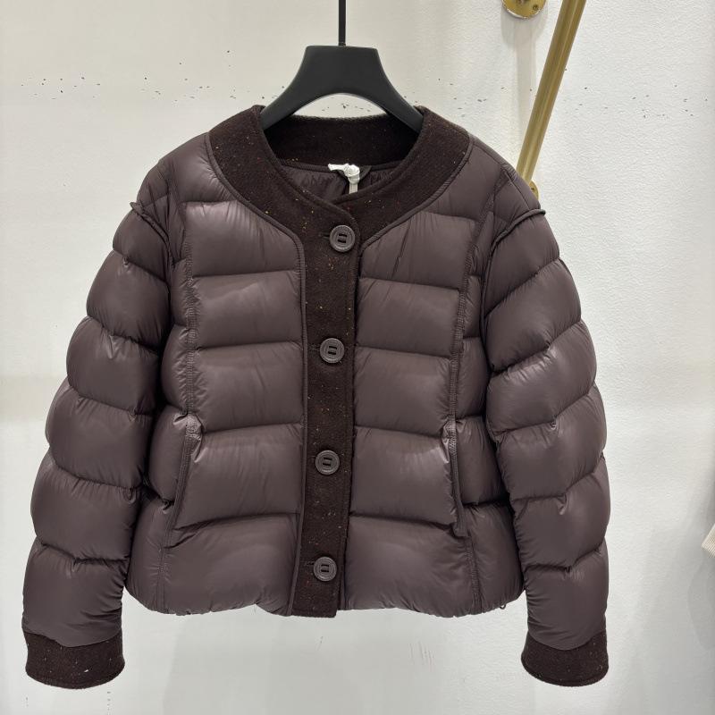 Autumn and winter new fashion round neck splicing fashion short large-breasted white duck down jacket women's warm jacket
