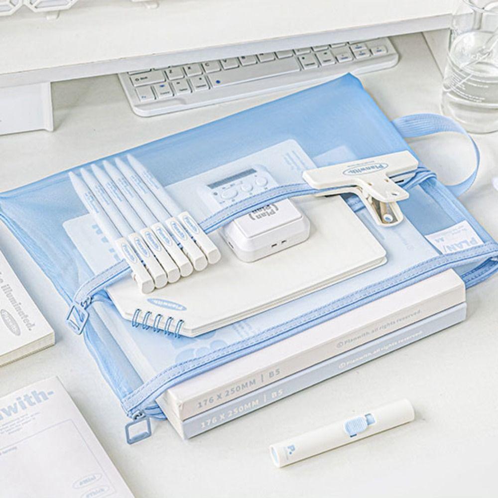 Transparent Test Paper Storage Bag Solid Color File Folder Bag File Pocket  School Office Supplies
