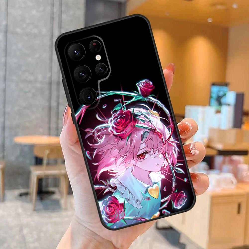 Touhou Project Yuyuko Phone Case For SamsungS24,S23,S22,S21,Ultra Pro S10,S30Plus,S9,20lite Black Cover