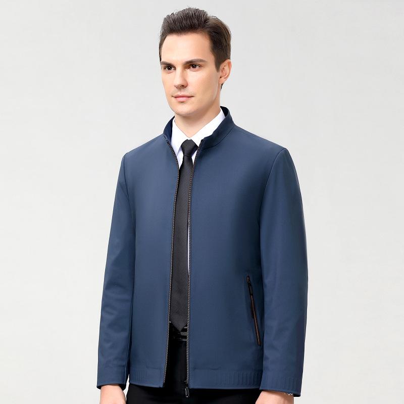 2024 Spring Men's Stand-up Collar Jacket for Middle-aged & Elderly Business Casual 