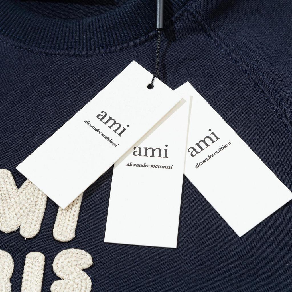 666 AMI Podzim/Zima Nový Produkt Háčkované Abeceda Pletení Mikro Štítek Ručník Výšivka Vložka Rameno Kulatý Výstřih Mikina Pánská Mikina