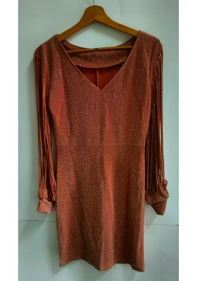 Sequin Tassel Long Sleeve Bodycon Party Dress