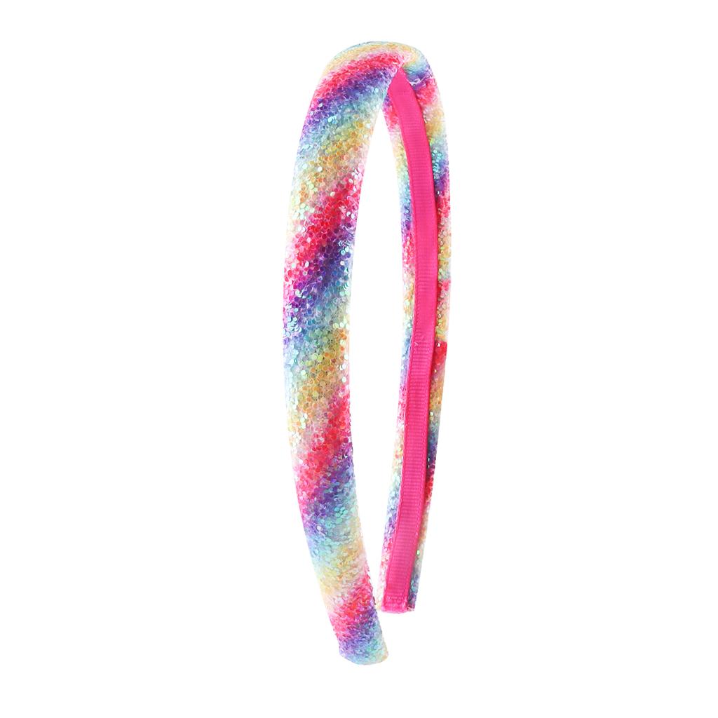 Glitter Rainbow Headbands Sweet Hairband Children Head Bands For Girls Sequin Printed Heart Mermaid Headband Kids Hair Piece