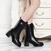 New Women'S British Style Fashion Boots - Black Lace-Up Chunky Heel Ankle Boots With Side Zipper, Trendy Fall/Winter  Boots