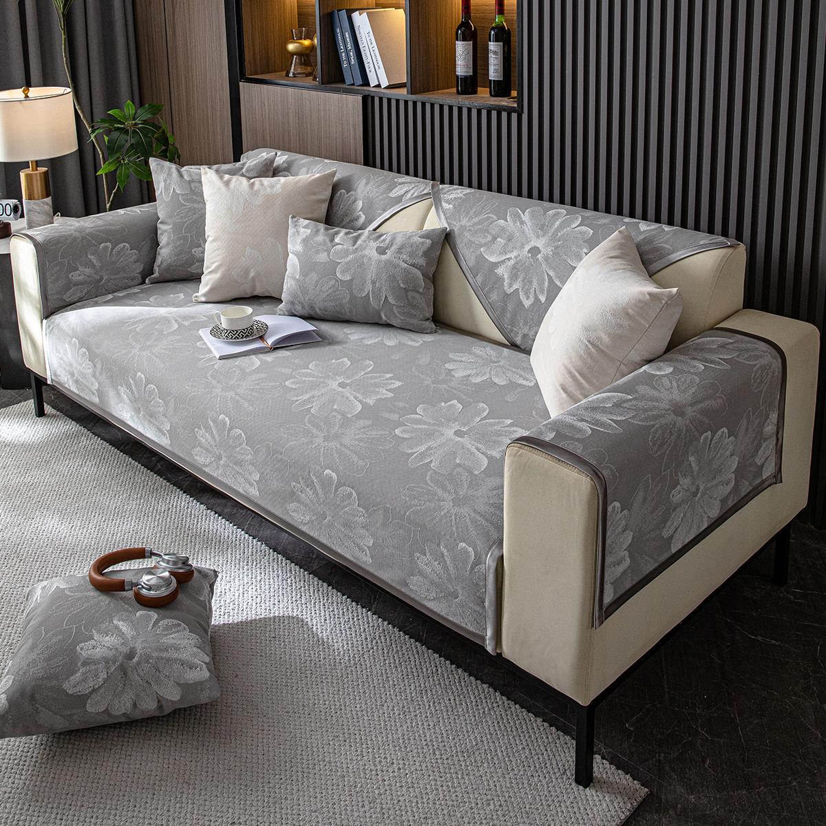 

1 шт. подушка для дивана с цветочным элементом из шенилла для офиса, гостиной, универсальная, четыре сезона 70x70cm темно серый