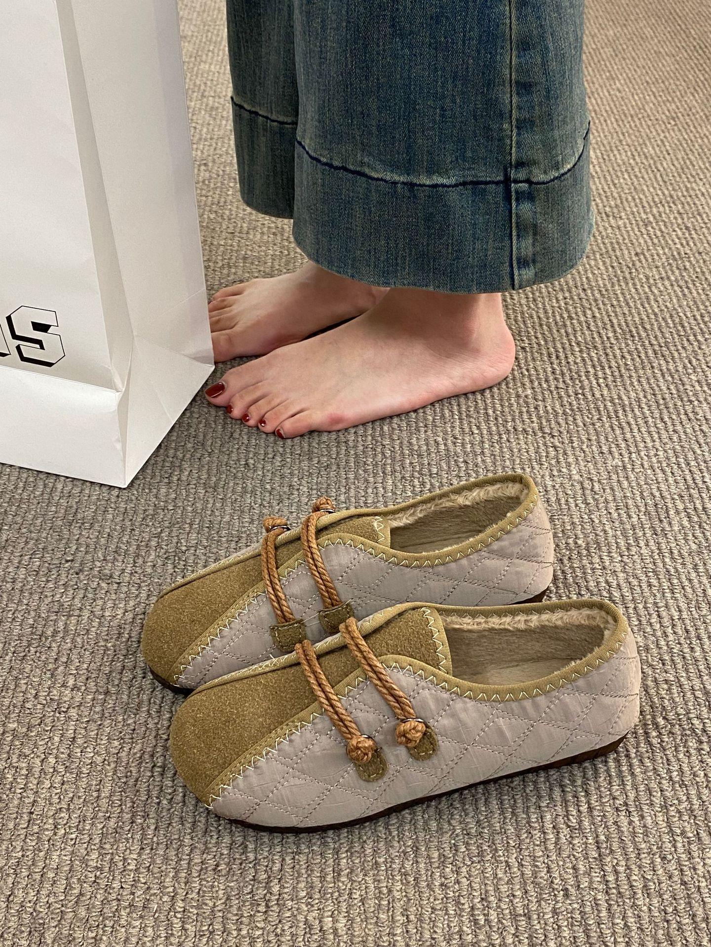 

Old Beijing cloth shoes women s new mother pregnant women non-slip soft sole soft surface velvet warm Doudou shoes beef tendon sole 40 армия зеленый