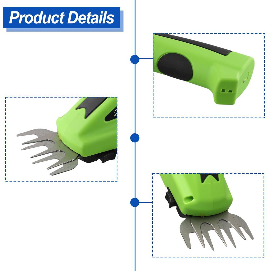 1pc 2-in-1 Handheld Electric Hedge Trimmer Dual-sided Safety Lock Cordless Grass Shear Shrub Cutter Garden Tools 32.5x9.6x12.5cm