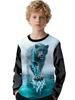 Tricou Băiat Imprimeu Clasic Fashion cu Model Munți și Mări Guler Rotund Larg Mânecă Lungă Haine Toamnă Casual Outdoor Top