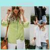 Top da Donna a Maniche Lunghe Eleganti Camicia a Bottoni Casual T-shirt Per Tutte le Stagioni