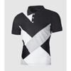 European and American Style Men's Summer Fashion Casual Top Patchwork Polo Shirt Large Size Buttoned Short Sleeve T-Shirt
