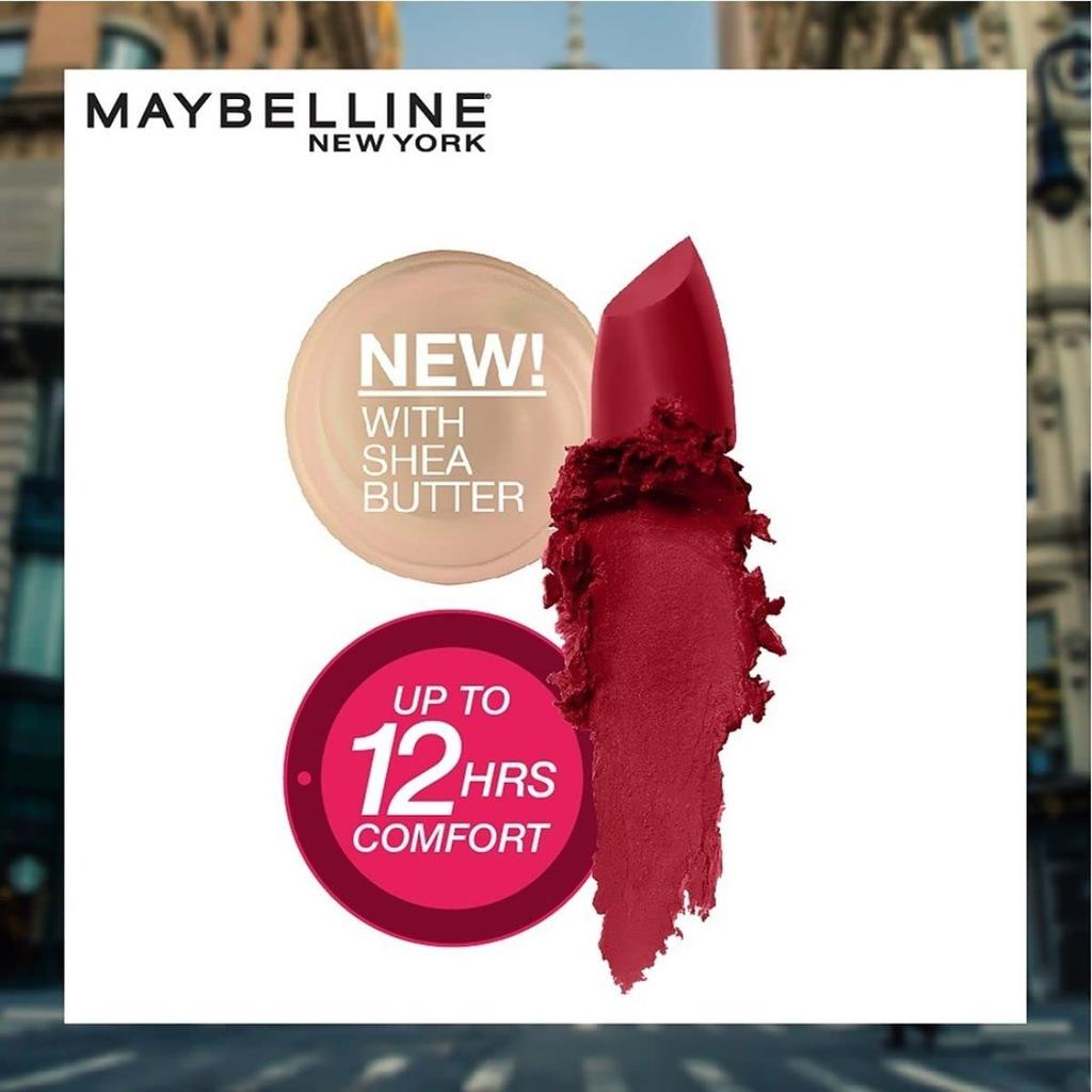 Maybelline New York Matte Lipstick 691 Rich Ruby 3.9g Intense Colour Hydrating Creamy Lipstick for Bold Lips