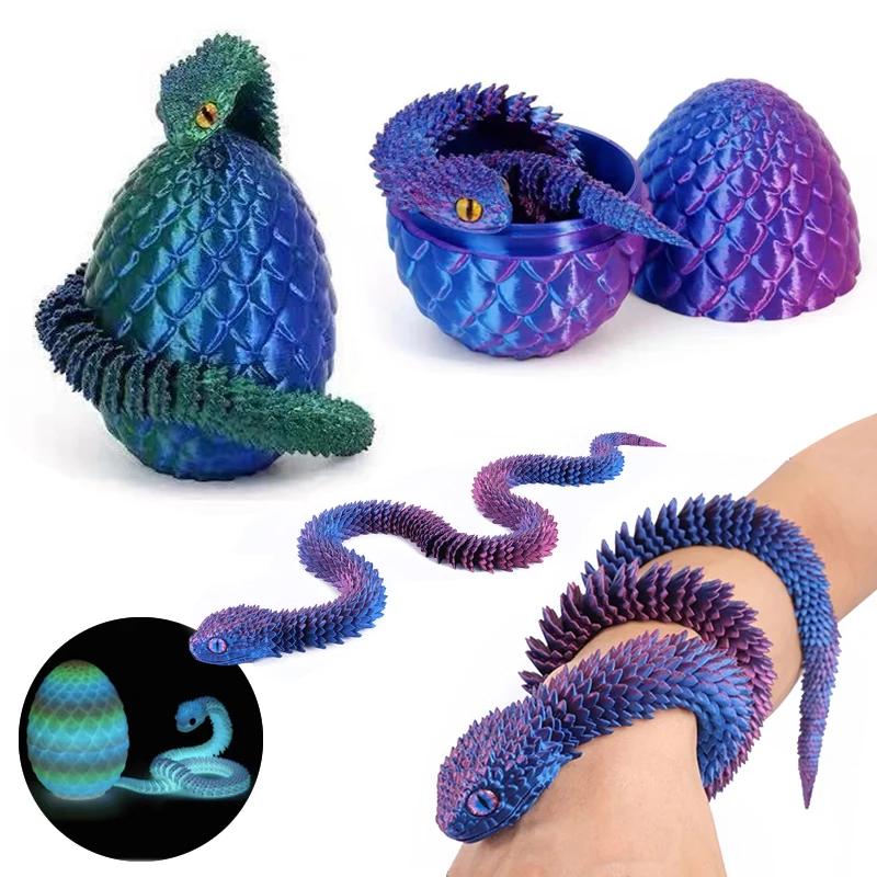3D Printed Snake Egg Snake Model Holiday Gift Decorative Model Full Color Crystal Collection Sculpture Children's Toy Crafts