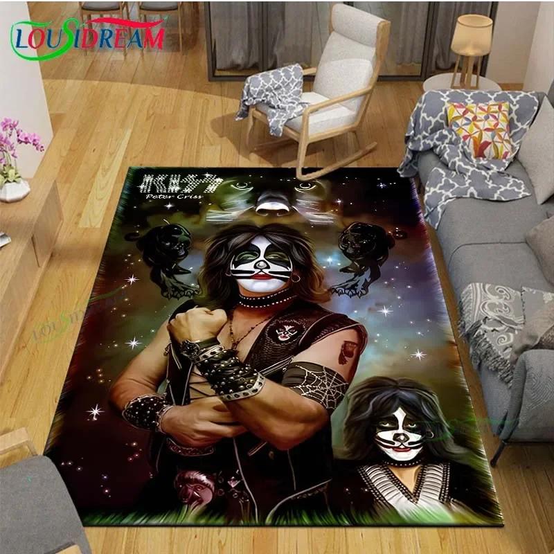 Berühmte Musik Heavy Metal Band KK-Kiss Bedruckte Teppiche Wohnzimmer Anti-Rutsch-Bereichsteppich Kinderzimmer Matten Yogamatte Großer Teppich