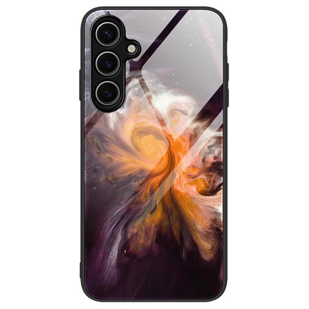 

For Samsung Galaxy S24 FE Phone Case Marble Pattern Tempered Glass+PC+TPU Phone Cover DL01