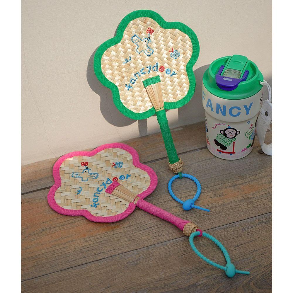 Handmade Hand Cranked Fan Handheld Cute Woven Fan Colorful Manual Straw Hand Fans  Party Decoration
