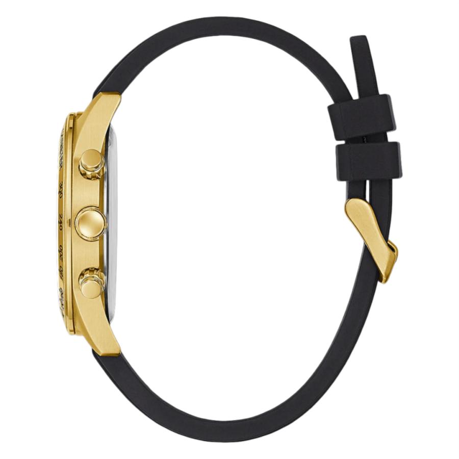 Guess Herren Modische und Sportliche Multifunktions-Quarzuhr mit Rundem Zifferblatt, Schwarzem Silikonarmband für Tägliches Outdoor-Tragen, Ideales Weihnachtsgeschenk für Männer GW0332G2