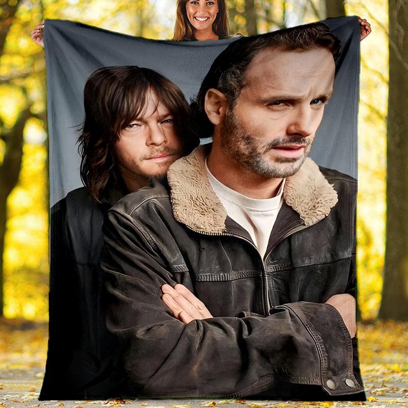 Daryl Rick Theme Printed Blanket Perfect For Couch Bed Travel Outdoor Use Machine Washable Cozy Durable