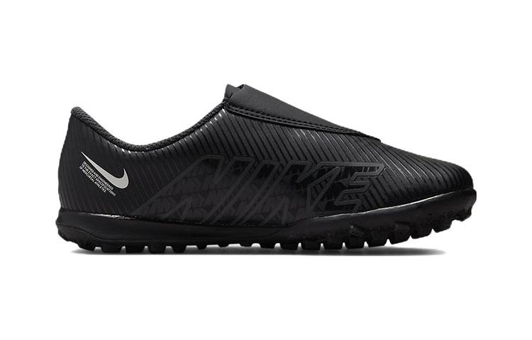 Nike Mercurial Vapor 15 Club TF Grassland Hook and Loop Abrasion Resistant Low Top Soccer Shoes Black Kids' DJ5966-001