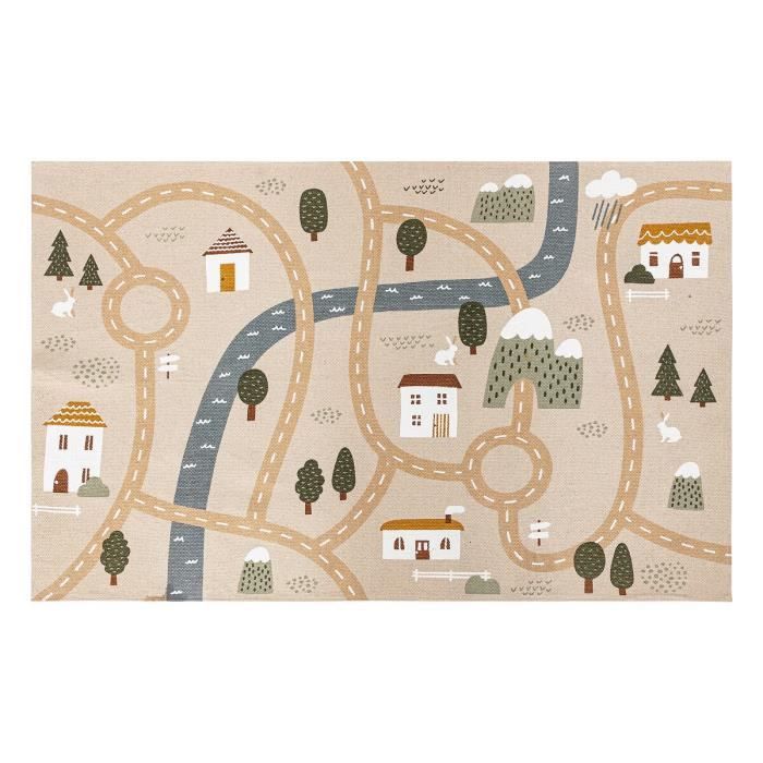 Tapis De Jeux Enfant - Route - 100 X 150 Cm - Antidérapant - Noir - Sobres - Coton