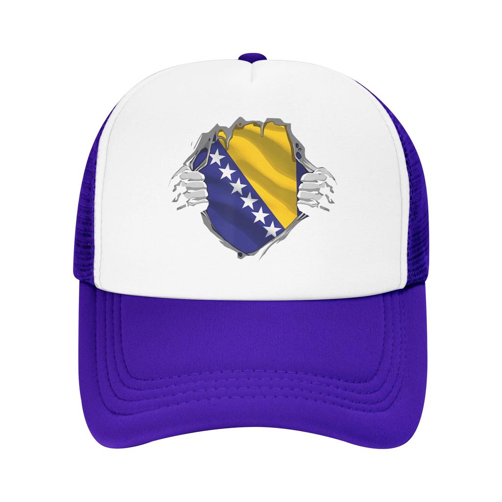 Bosnia and Herzegovina Flag Mesh Baseball Caps Unisex Women HipHop Sun Hat Hat Breathable Summer Trucker Cap