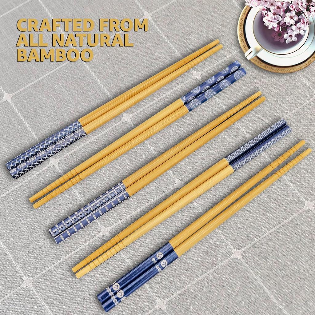 Premium Quality Bamboo Chopsticks Set, Eco-friendly & Reble Sushi Utensils, Lightweight Natural Bamboo for Asian Dining ,Ideal Gift for Food Lovers