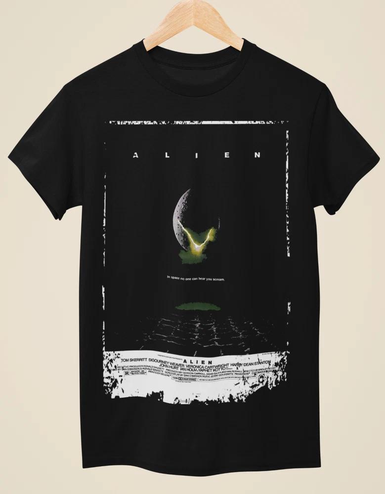 Alien Movie Poster Inspired Unisex Black TShirt S