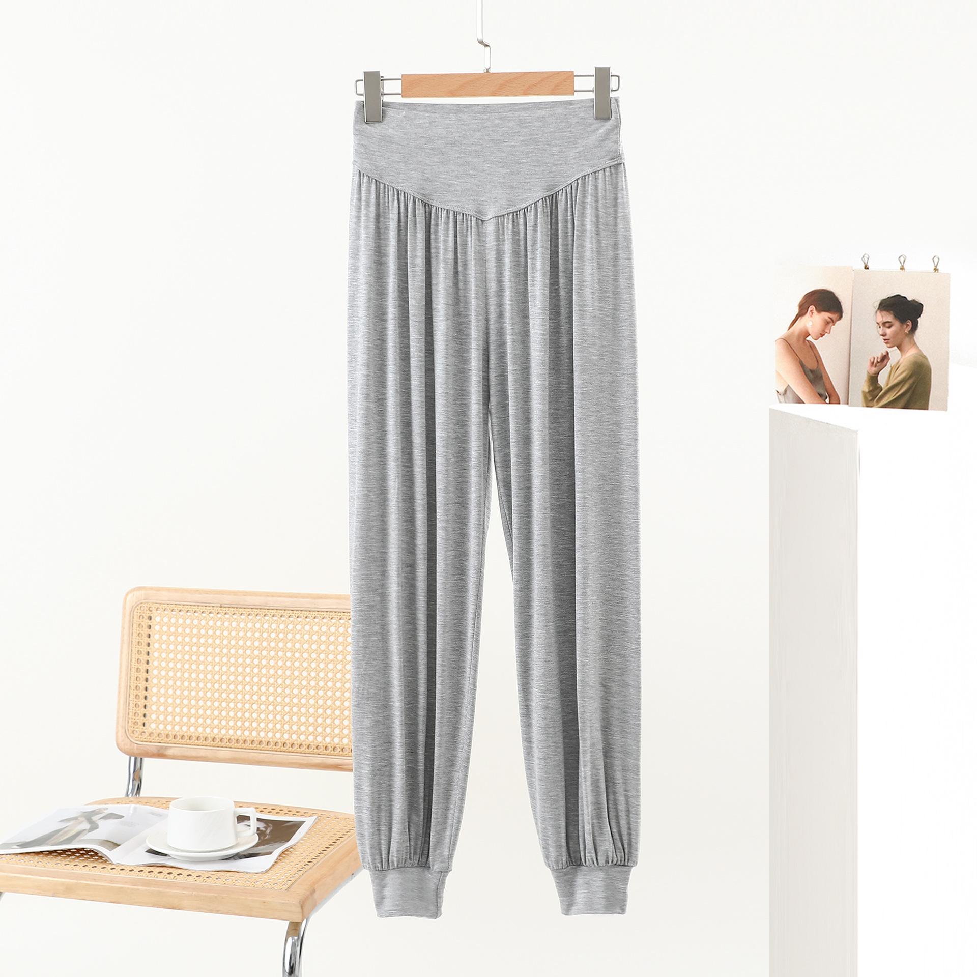 Modal Women s Harem Pants - Spring/Summer Solid Color High-Waisted Draped Loose-Fit Casual Yoga Dance Sport Pants M светло-серый