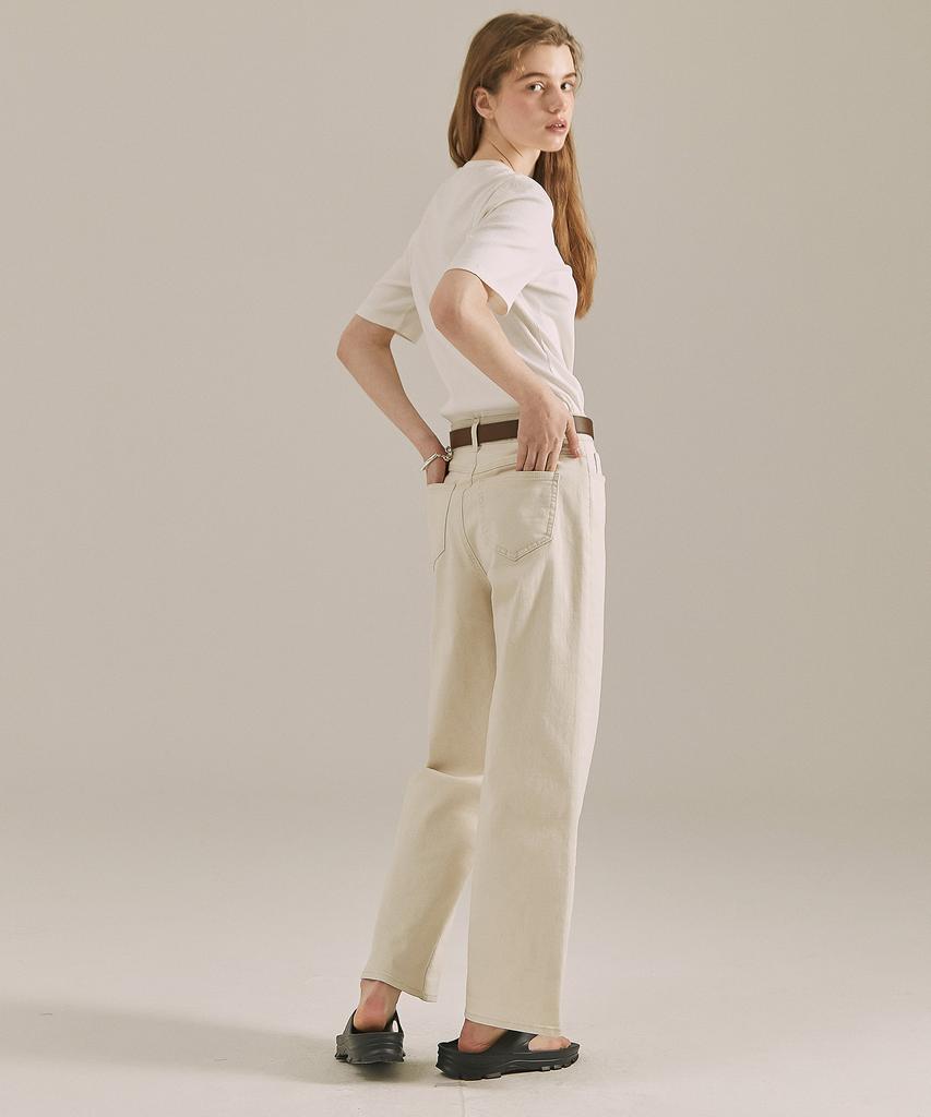BASIC HOUSE Women'S Ribbed Short Sleeve T-Shirt White Lyts3201