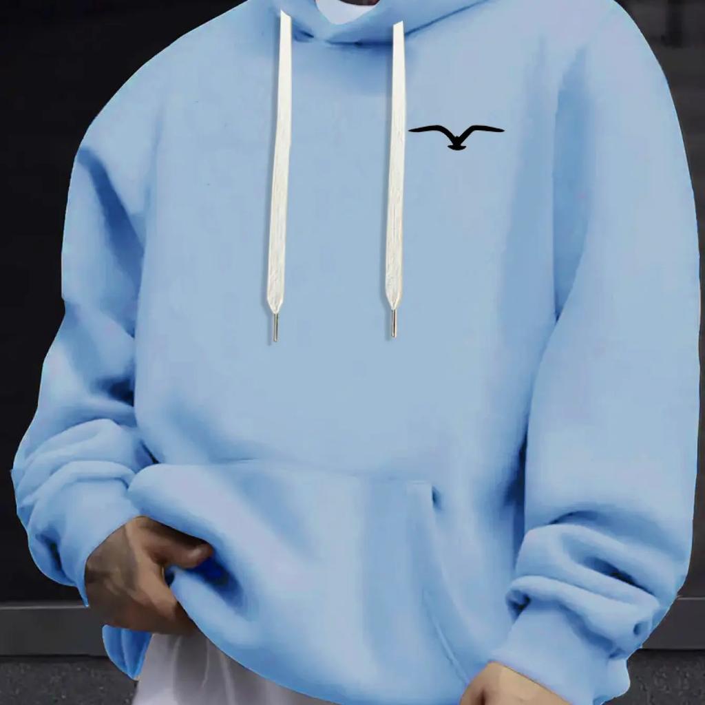 Men's Casual Hoodie Bird Print Comfortable Long Sleeve Outdoor Autumn and Winter Hoodie