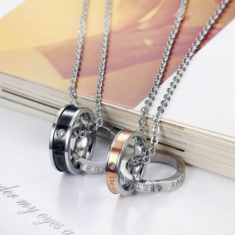 Accessories Couple Accessories Korean Edition Fashion Stainless Steel Personality Diamond Pendant Couple Necklace