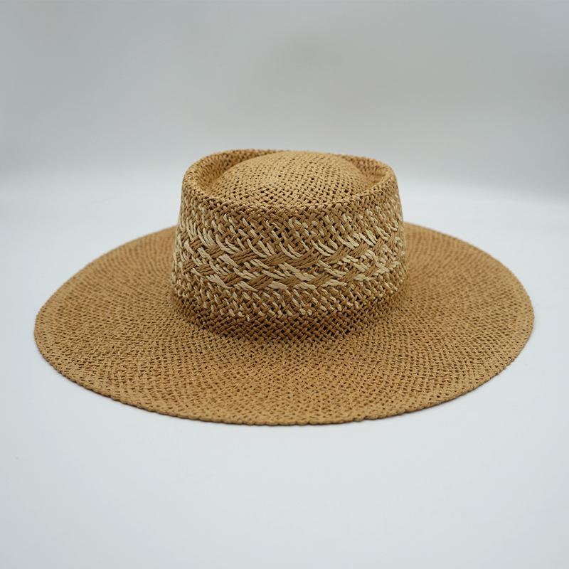 Japanese And Korean Version Of Small Fresh Hand-Woven Panama Wide-Brimmed Top Hat For Men And Women Summer Vacation Sunshade Sunscreen Straw Hat