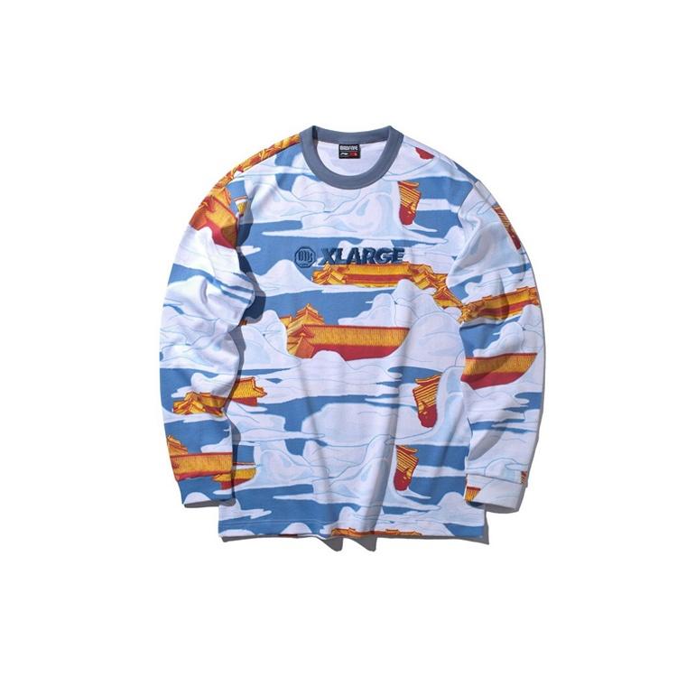 Li-Ning BADFIVE x XLARGE Crossover Printing Long Sleeves Blue White Men s AWEP027-1 S