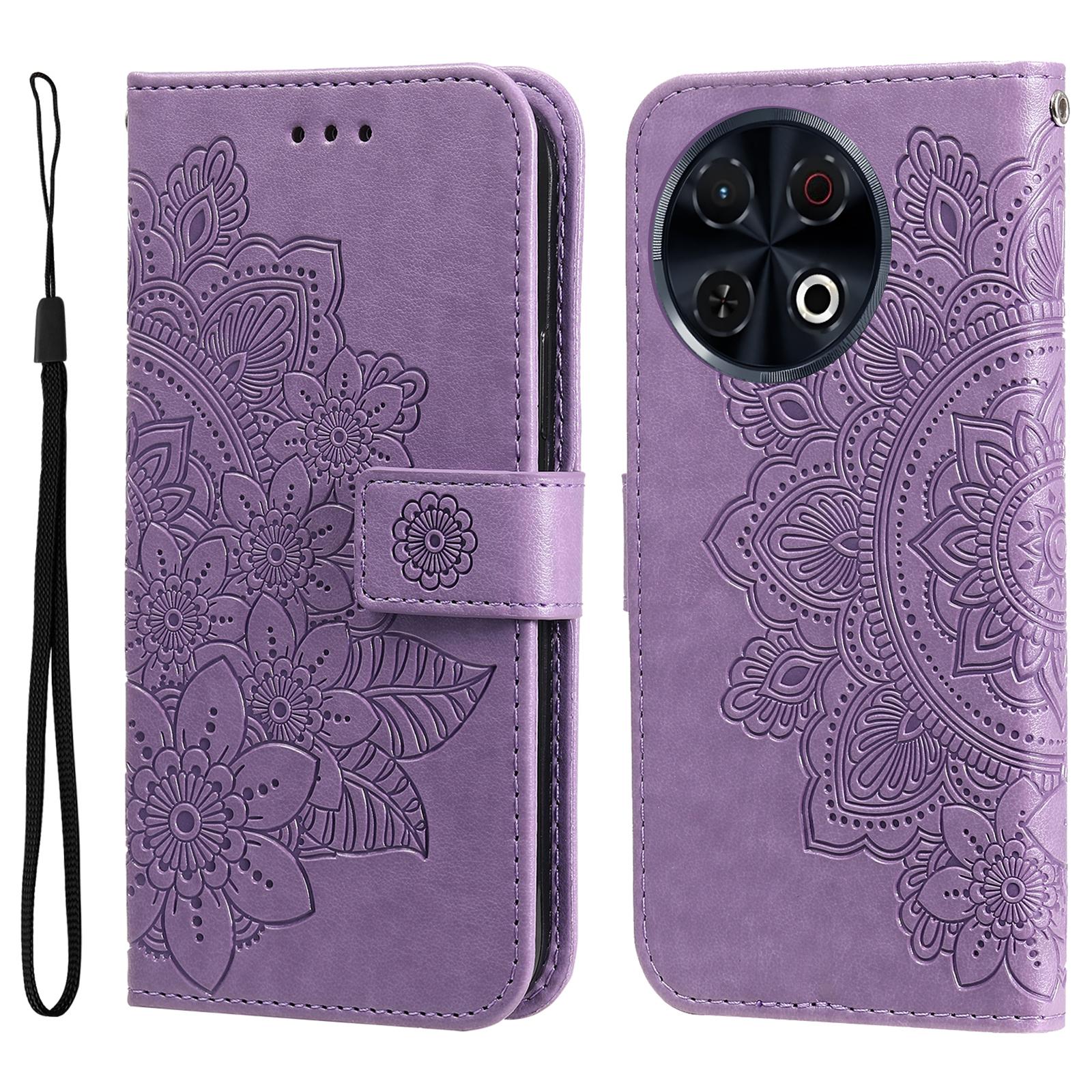 

For TECNO Spark 30 Pro 4G Case Floral Pattern PU Leather Wallet Stand Phone Cover Purple
