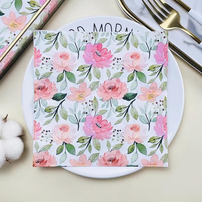 20pcs/pac Floral Printed Paper Napkins for Wedding Colorful Facial Tissues for Party Table Setting Disposable Dinner Napkins