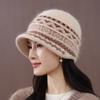 Double Hat Women's New Warm Rabbit Fur Hat Knitted Wool Hat In The Elderly Fisherman Hat