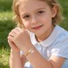 Engravable, Dripping Flower Stainless Steel Blank Curved Plate Three To One Nk Chain Children'S Bracelet, Jewelry 798