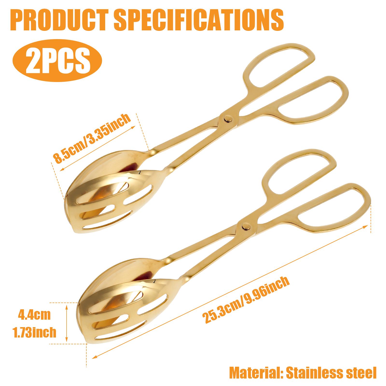 

2Pcs Food Tongs Stainless Steel Cooking Salad Bread Serving Tong Non-Stick Barbecue Clip Clamp for Buffet Grill Party Catering